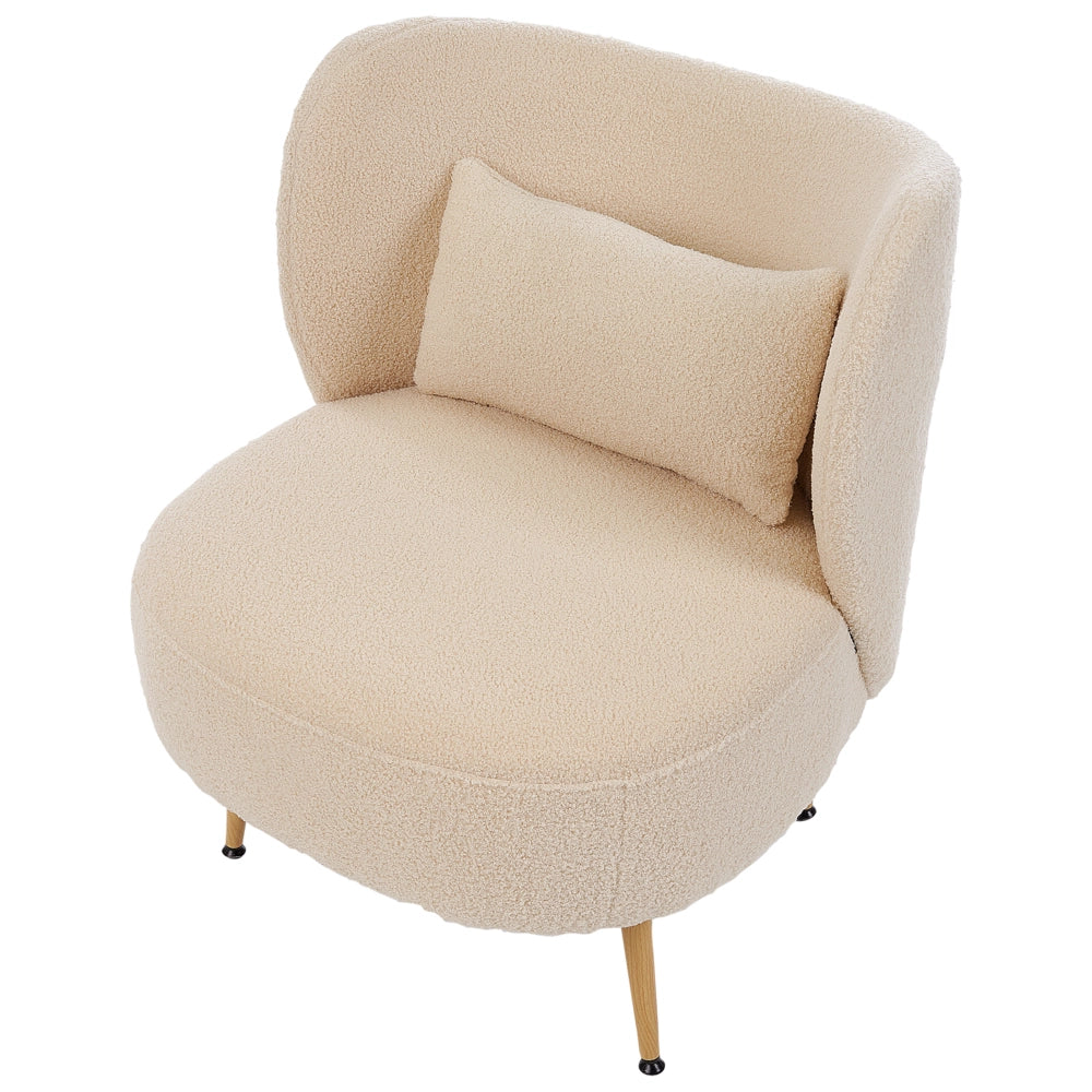 Poltrona da salotto con schienale curvo  boucle beige stile glam elegante soggiorno