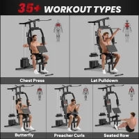 Stazione Fitness Multifunzione per Allenamento a Casa e Professionale in Acciaio, 148x108x207 cm, Nero