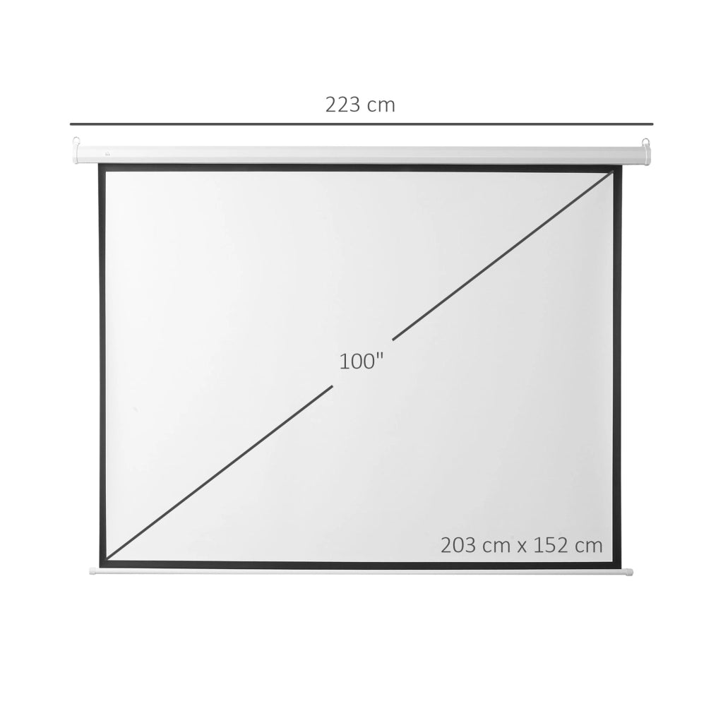 EasyComfort Schermo per Proiettore 100 Pollici Formato 4:3 Regolabile con Telecomando, Schermo di Proiezione Motorizzato Compatto, Installazione a Parete o Soffitto, 203x152 cm, Bianco