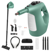 Pulitore a vapore portatile da 1500w con vapore continuo serbatoio d'acqua da 400ml, Pulitore a vapore pressurizzato Verde-Elettrodomestici pulizia