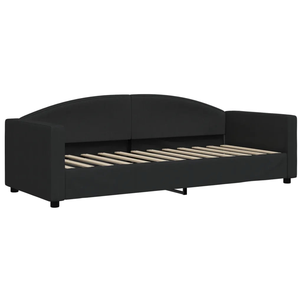 Divano Letto Estraibile con Cassetti Nero 80x200 cm in Tessuto