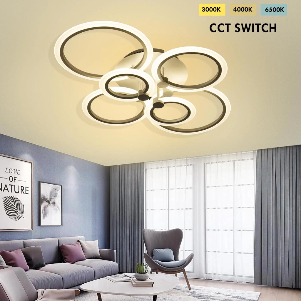 Plafoniera decorativa LED 51W CCT da 3000K a 6500K lampada moderna soffitto cerchi di luce camera da letto sala ricevimento 230V
