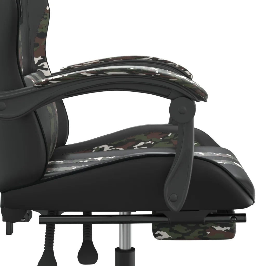 vidaXL Sedia da Gaming Girevole Poggiapiedi Nero e Mimetico Similpelle