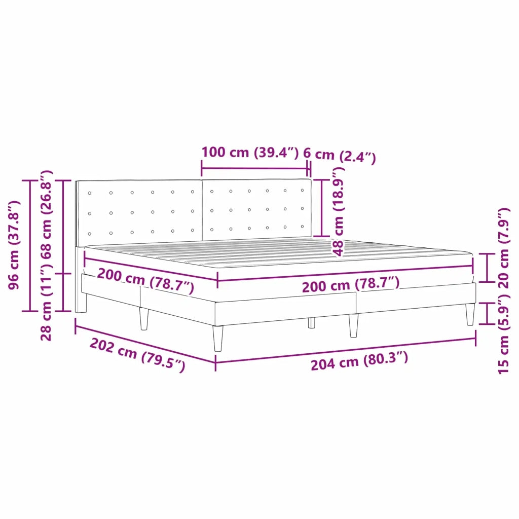 Struttura letto con materasso Tortora 200 x 200 cm Tessuto 3415131