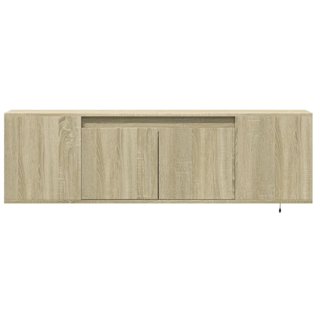 Mobile TV a Parete con Luci LED Rovere Sonoma 135x31x39,5 cm