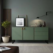 Madia Camere, Credenza 3 Cassetti, 184x40x86h cm Verde