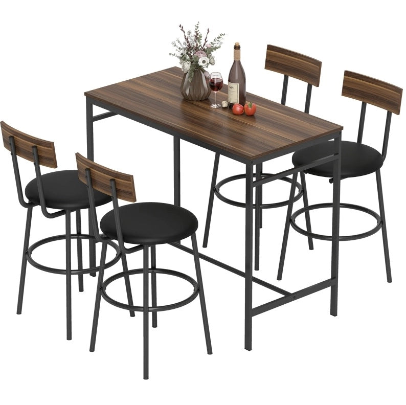 Set tavolo bar con 4 sgabelli salvaspazio stile industriale