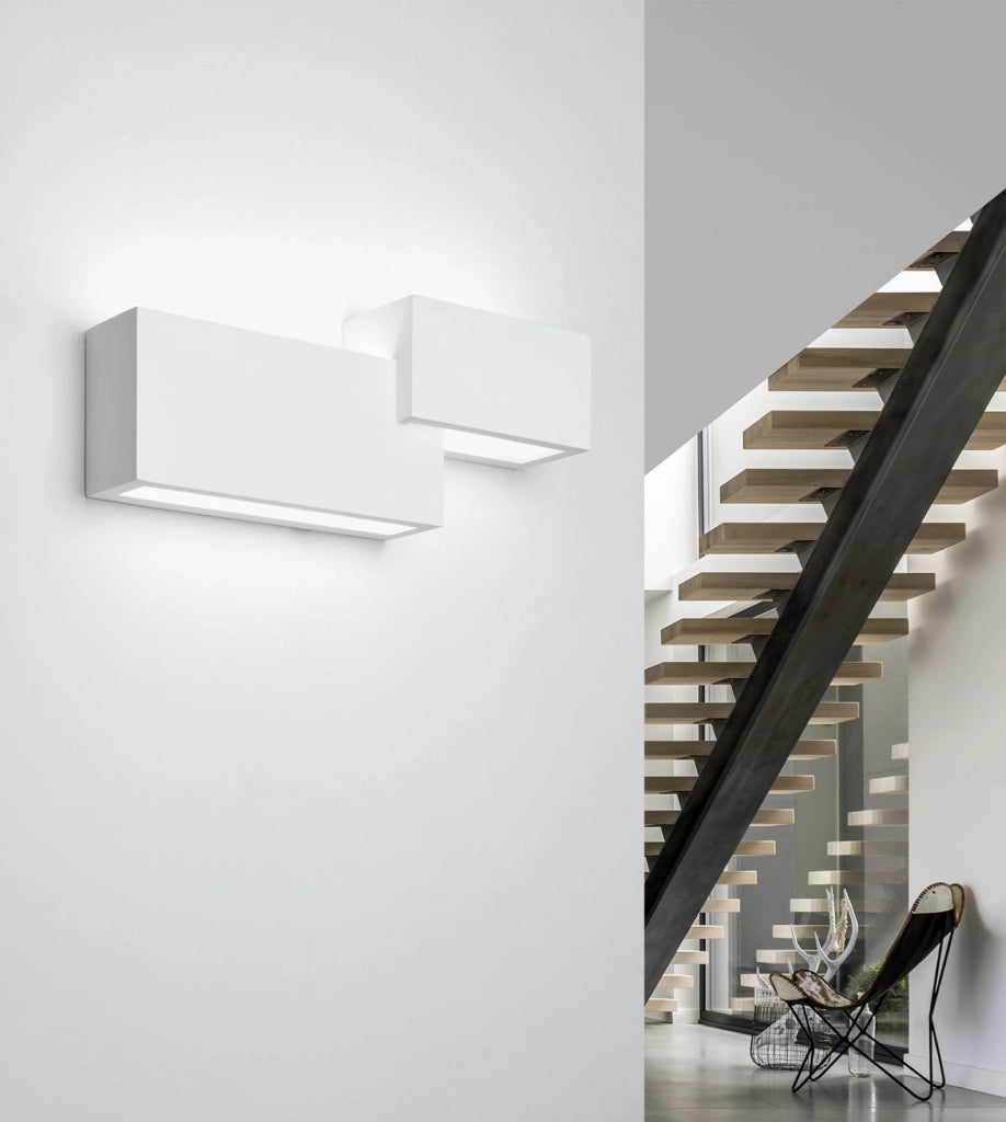 PARO applique 2 rettangoli e 3 Luci bianco in gesso attacco G9 45x18cm
