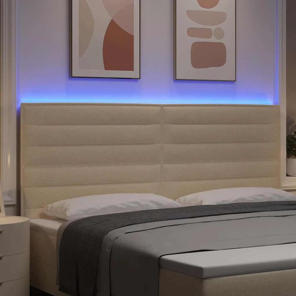 Testiera LED con strisce LED con testiera Crema 200 cm Tessuto 3338312