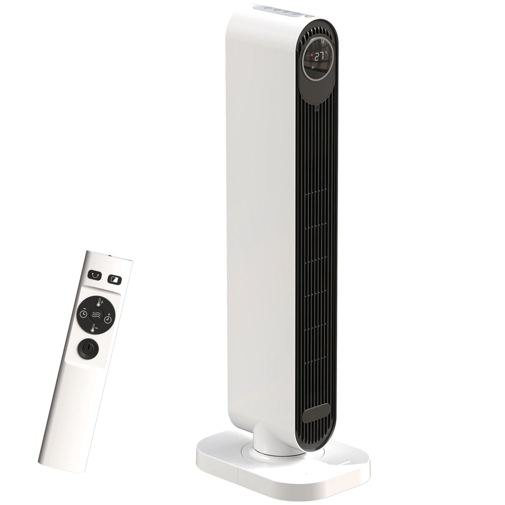 Termoventilatore in ABS e PTC da 2000W con Telecomando Oscillazione e Timer 30x22x82.5 cm Bianco
