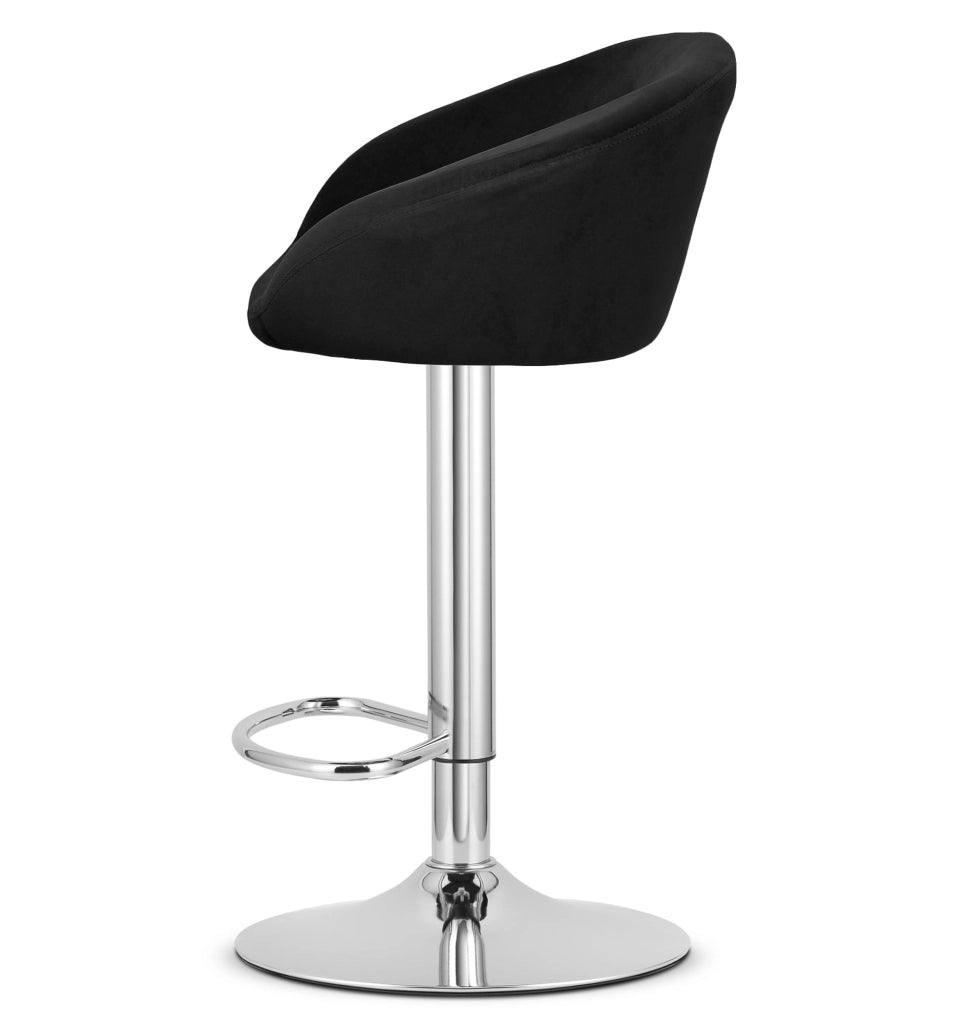 Sgabello VALORA EAST - velluto nero / base cromata per soggiorno, cucina, sala da pranzo