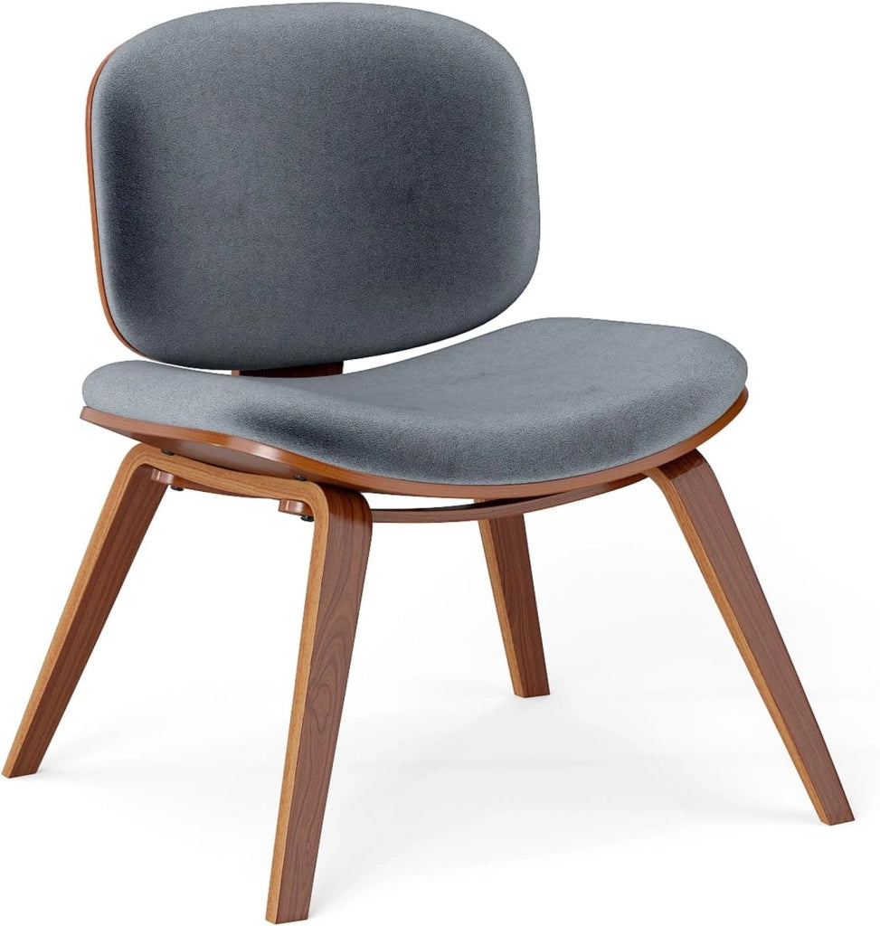 Sedia Relax con Schienale Curvo e Sedile Imbottito, Sedia Laterale con Struttura in Legno, senza Braccioli, per Sala da Pranzo, Soggiorno, Ufficio, Portata 136 kg (Marrone+Grigio Scuro)