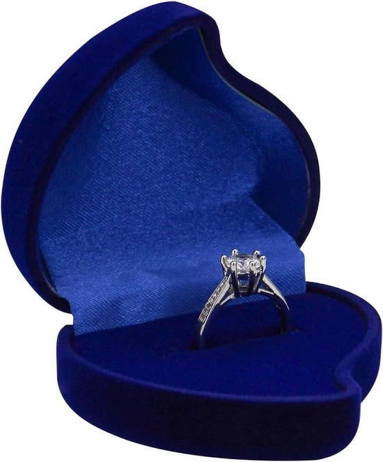 Cassa da Orecchini a Forma di Cuore con Supporto Individuale per Orecchini e Custodia per Anelli di Fidanzamento (Azzurro)