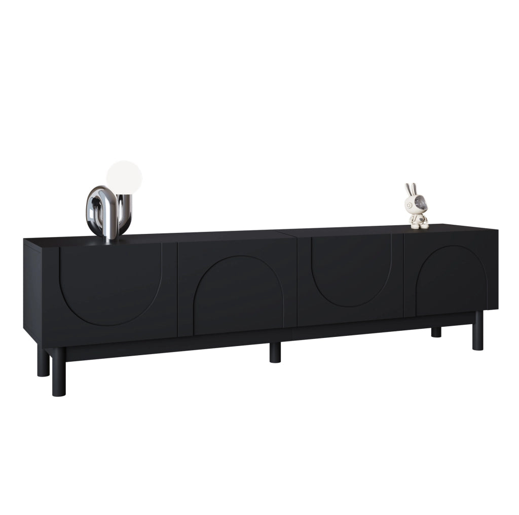 Mobile TV nero 169x34x45,5 cm con 4 ante e ripiani