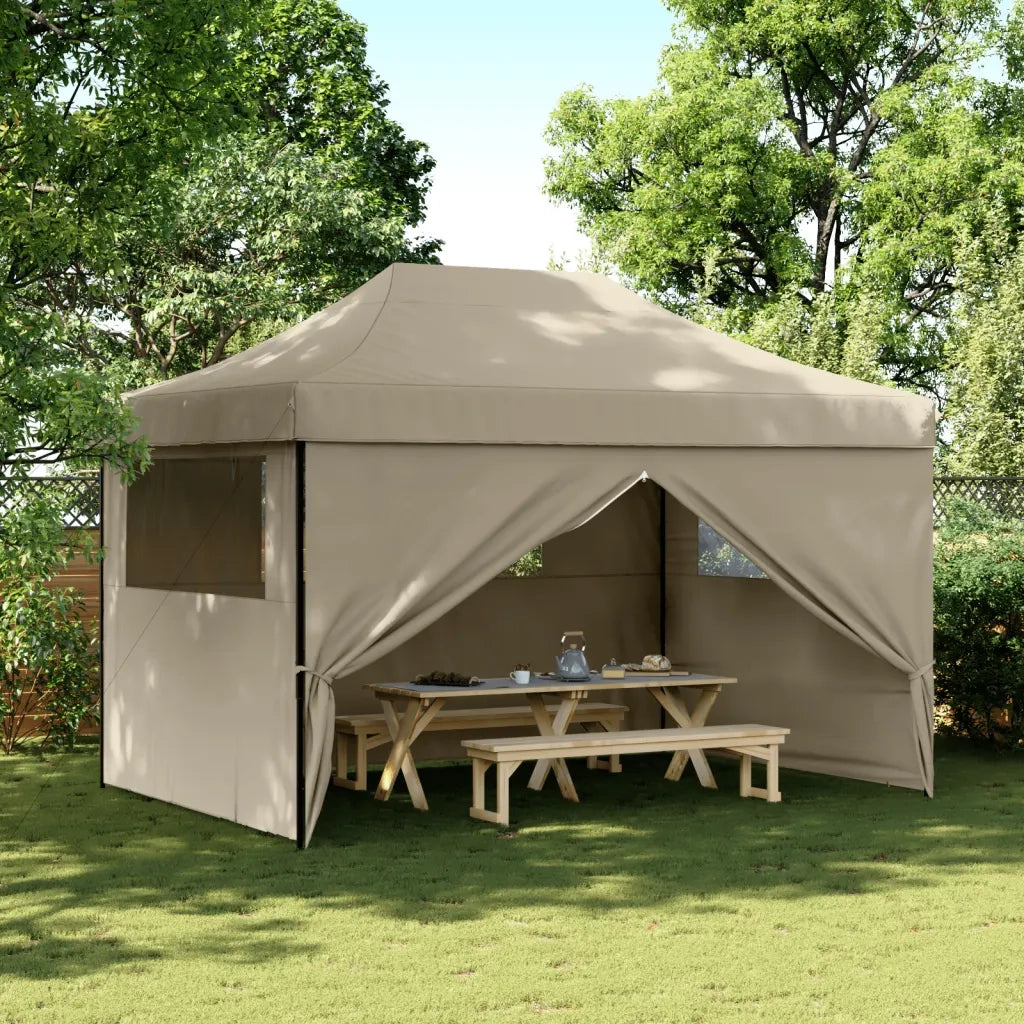 Tendone per Feste Pieghevole Pop-Up con 4 Pareti Tortora 4005026