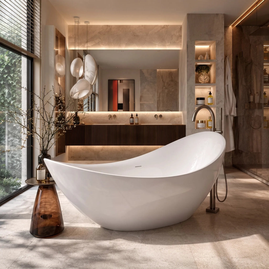 Vasca Da Bagno Freestanding Rea Maris 180 Copritappo bianco