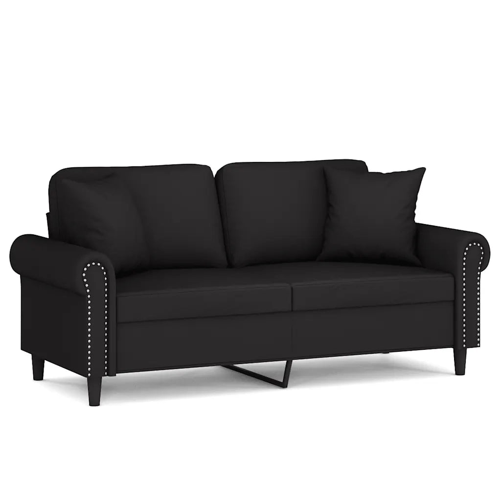Divano a 2 Posti con Cuscini-Sofa 2 Posti con Cuscini Nero 140 cm in Velluto 993253