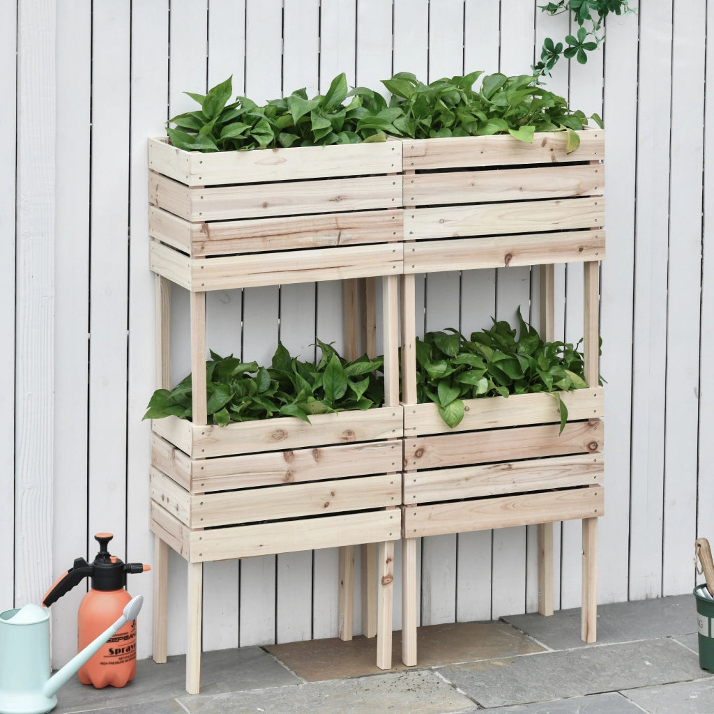 Vasi da Giardino con Supporto ¨C zephmum ¨C Legno di Pino Naturale 50x30x60 cm