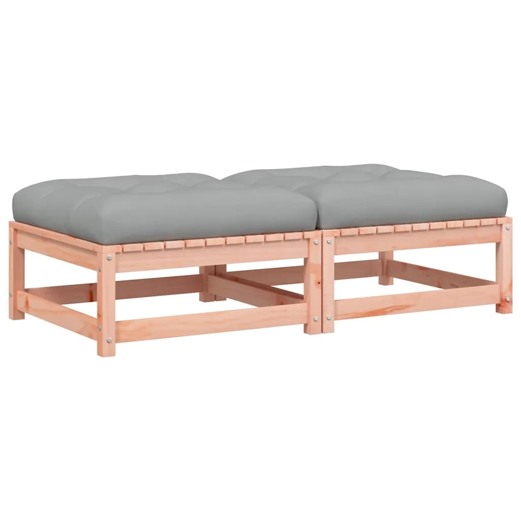 Sedia da giardino-Poggiapiedi Giardino con Cuscini 2 pz Legno Massello di Douglas