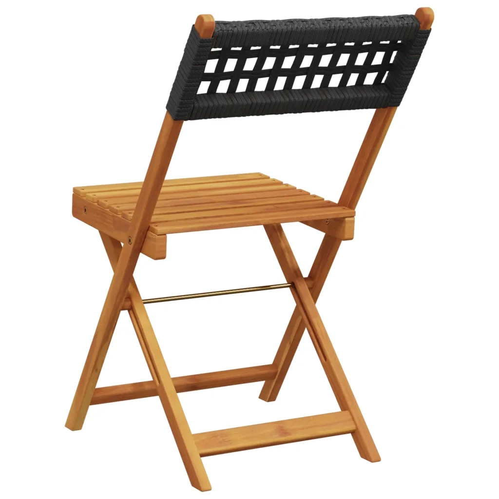 Sedie da BistrÃ² 2 pz Nere Legno Massello Acacia e Polyrattan