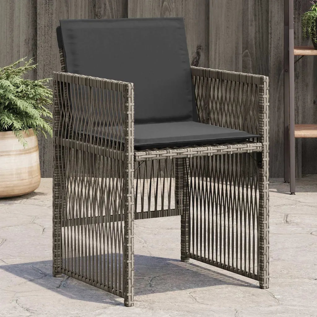 Sedie da Giardino con Cuscini 4 pz | Sedie da Esterno Grigio in Polyrattan