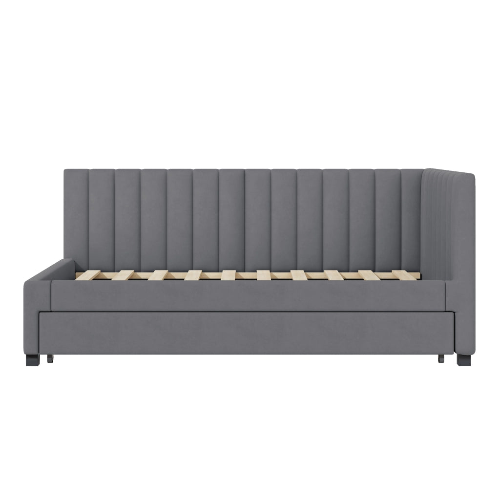Letto sofa estraibile in velluto grigio 90x200 cm