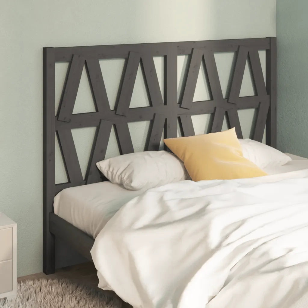 Testiera per Letto-Testata-Testiera Decorativa Grigia 126x4x100cm in Legno Massello di Pino 208674