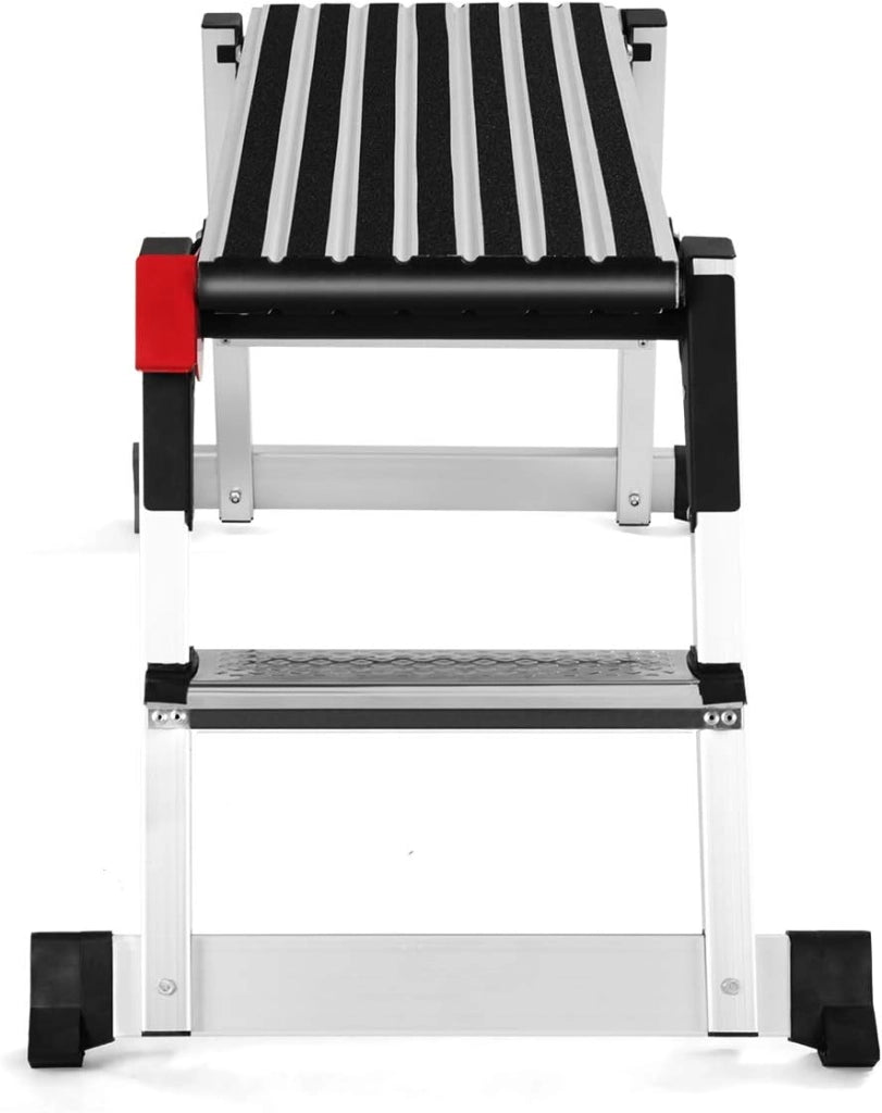 Banco da Lavoro Antiscivolo in Alluminio Scaletta Pieghevole Basso Piattaforma di Lavoro Pedane di Lavoro Portatile Portata di 150 kg, 128x38x49,5cm