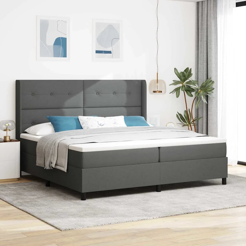 Letto a molle con materasso Grigio scuro 200 x 200 cm Tessuto 3341666