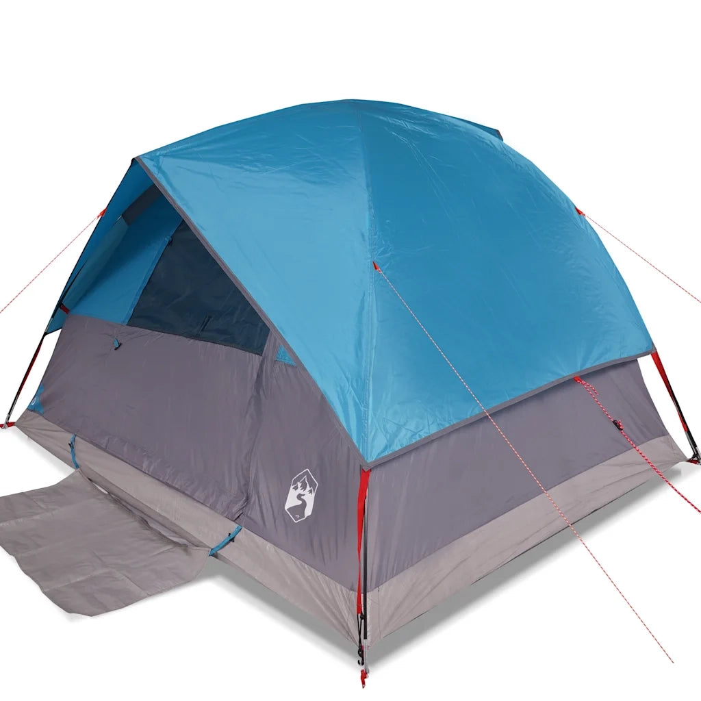 Tenda da Campeggio a Cupola per 4 Persone-Tenda per Escursionismo Blu Impermeabile 269038