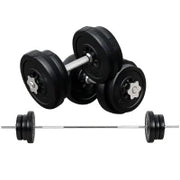 Set Bilanciere e Dischi 65kg con 2 Manubri Pesi, Bilanciere Palestra Manubri con 14 Dischi in Acciaio e Plastica