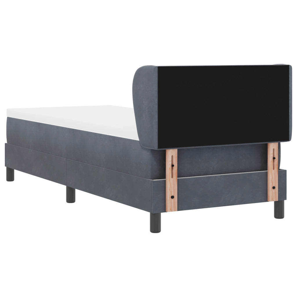 Letto Box Spring con Materasso Grigio Scuro 80x200 cm in Velluto