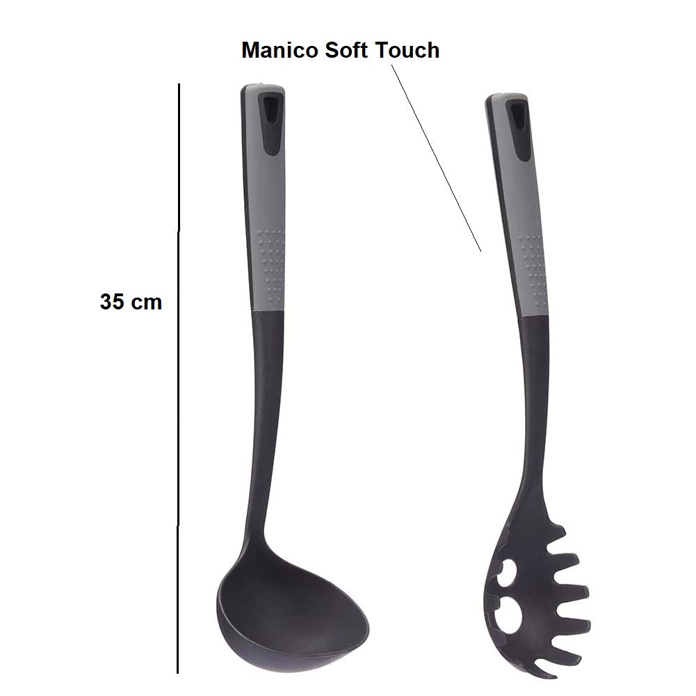Kit 5pz Utensili Cucina Mestoli in Polipropilene Manico Soft Antiaderenti