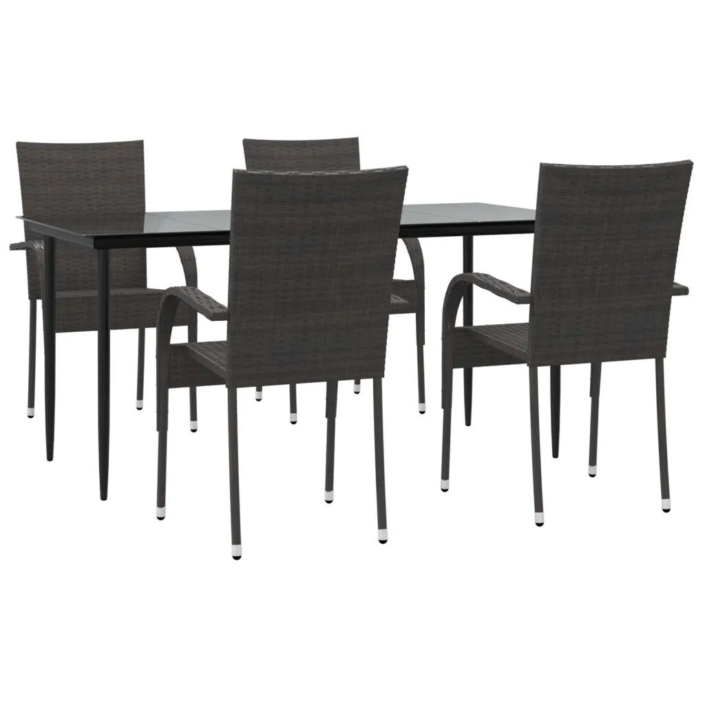 Set da Pranzo da Giardino 5 pz | Set Salotto da Giardino Marrone in Polyrattan