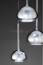 BEBA SOSPENSIONE 1 LUCE ATTACCO G9 VETRO CROMO D.20CM ROSONE BIANCO