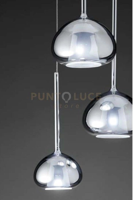 BEBA SOSPENSIONE 1 LUCE ATTACCO G9 VETRO CROMO D.20CM ROSONE BIANCO