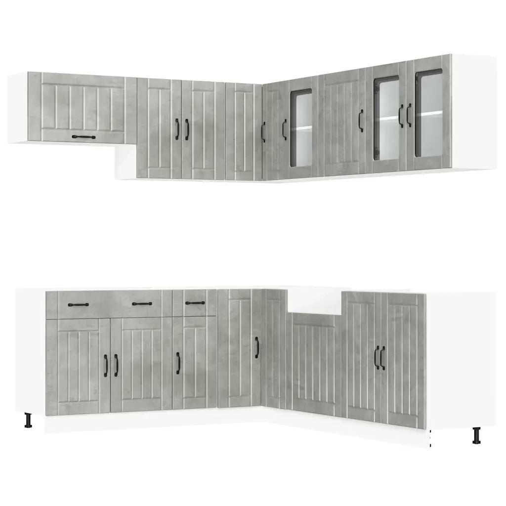 vidaXL Set Mobili da Cucina 11 pz Lucca Grigio Cemento in Truciolato