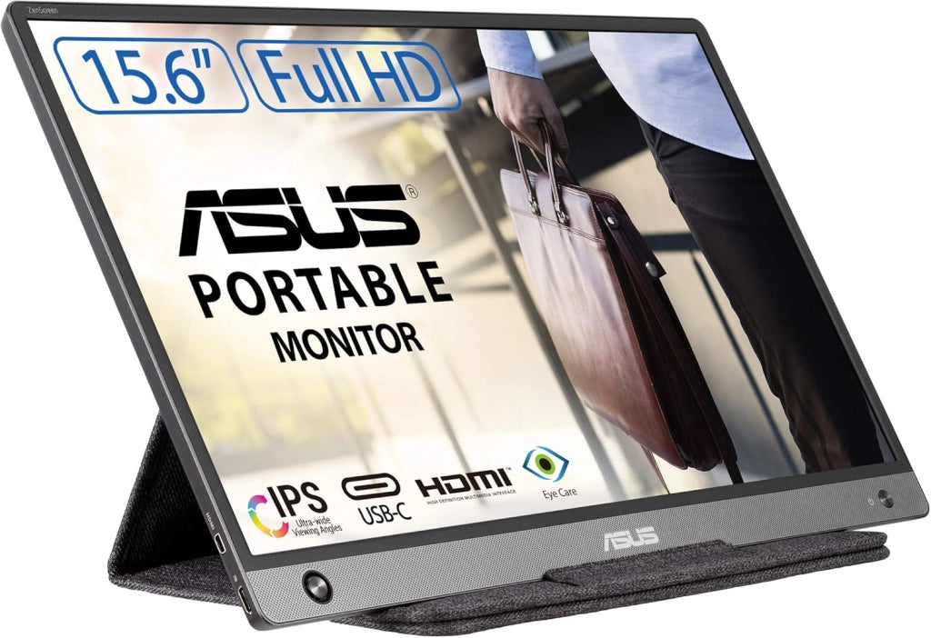 ASUS ZenScreen Monitor Portatile 15.6” 1080P FHD (MB165B) - Monitor da viaggio IPS USB-C, Anti-sfarfallio, Filtro Luce Blu, Display Esterno per Laptop e Macbook