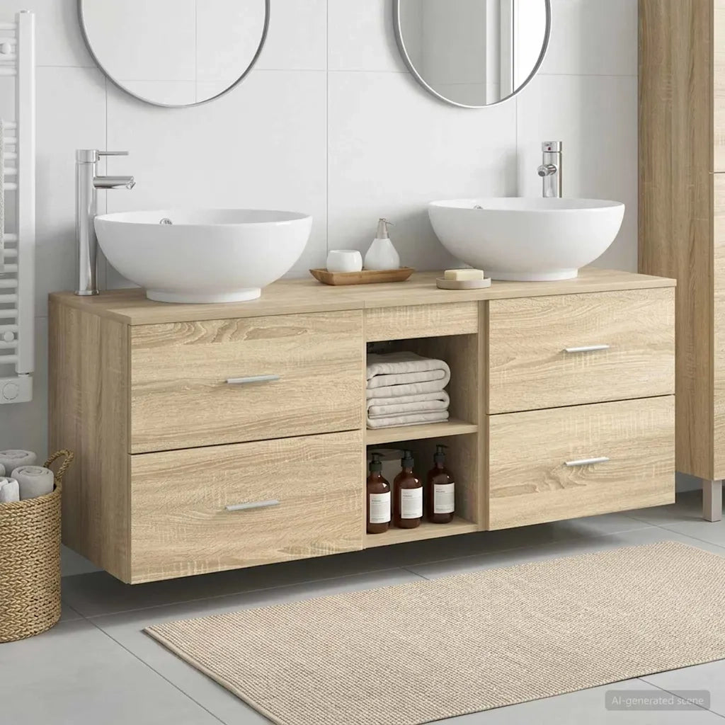 Set di mobili per il bagno 3 pz Rovere Sonoma 3405901