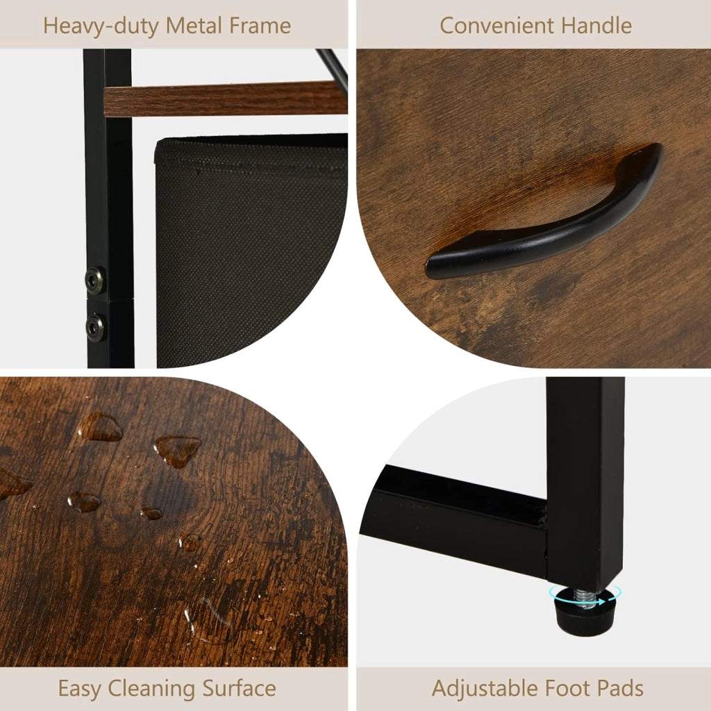 Mobile Bagno Salvaspazio, Armadietto Portaoggetti Stile Industriale con 3 Cassetti, Alta Torre di Stoccaggio, Libreria, Adatto per Cucina, Soggiorno, Camera, 43 x 39 x 156 cm