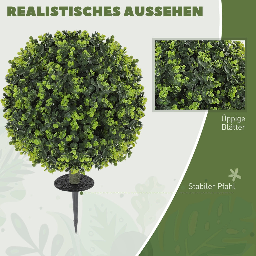 Set 2 Piante Finte Sfere Bosso Artificiali con Puntale ¨C zephmum ¨C Verde per Interni ed Esterno