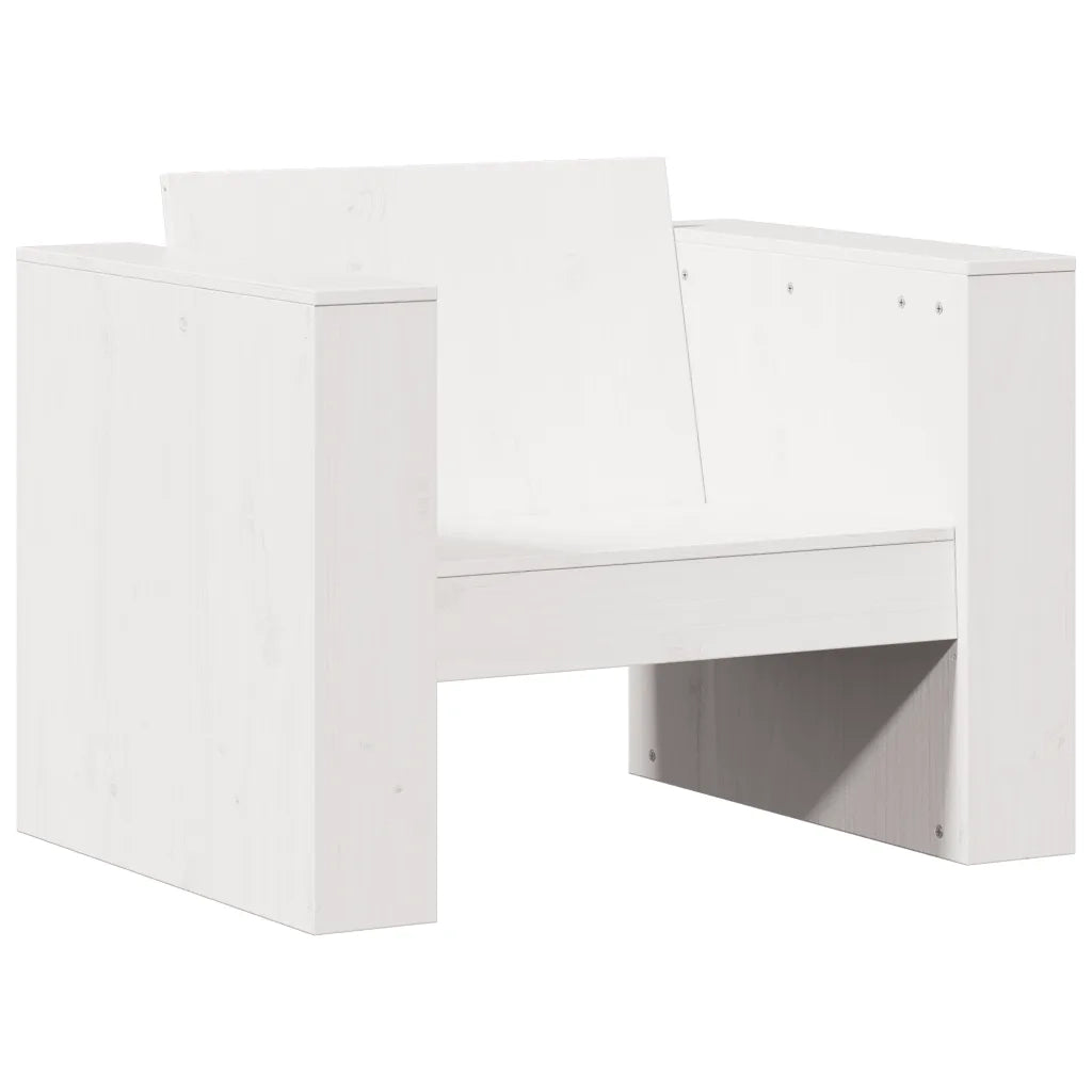 Set Salotto da Giardino 2 pz Bianco in Legno Massello di Pino 3216896