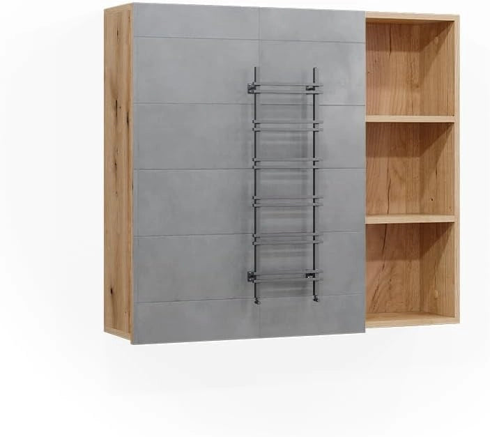Set di mobili da bagno Rudi, Verde menta, 90 cm, composto da mobile sottolavabo, specchiera e colonna alta