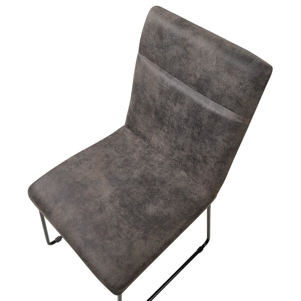 Set di 2 sedie da pranzo con sedile imbottito in tessuto grigio gambe a forma di U in metallo Nero