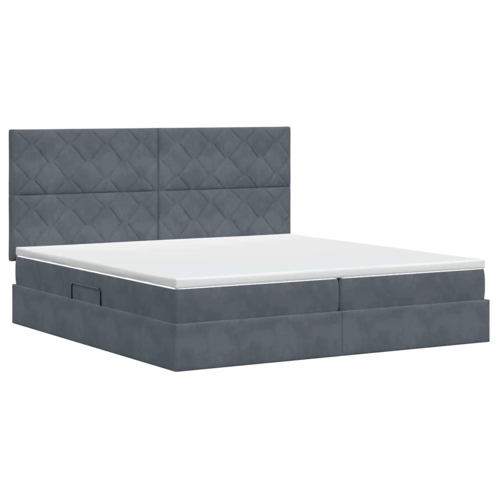 Letto con contenitore e materasso Grigio Scuro 200 x 200 cm 3459772