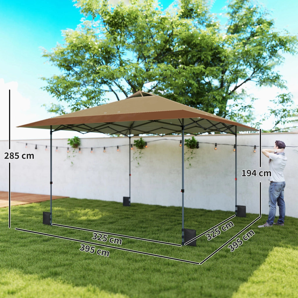 Tenda da giardino pieghevole 4x4 m ¨C zephmum ¨C beige e marrone con sacchi di sabbia e ruote
