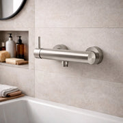 SINED Miscelatore a muro per doccia in acciaio inox 316L satinato con 1 uscita acqua attacco standard ideale per installazioni interne ed esterne resistente alla corrosione - modello LEVANTE