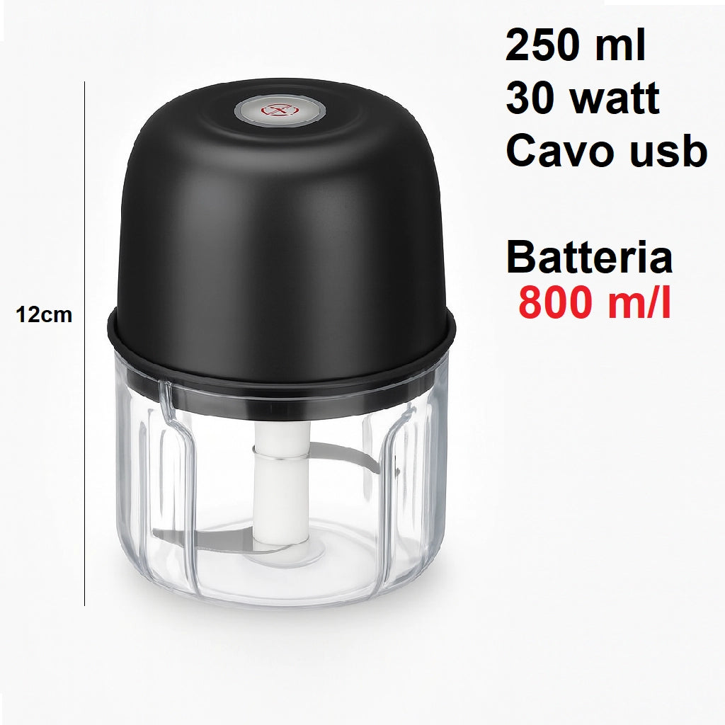 Mini Frullatore Portatile usb 250ml 30W Ricaricabile in Abs e Acciaio Facile da Pulire