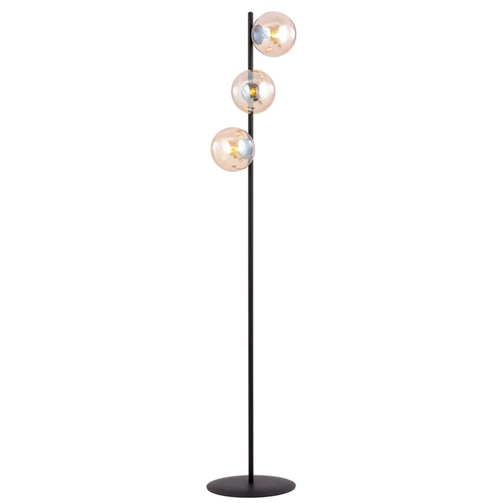 Piantana Minimal Durga Acciaio Nero Ambra 3 Luci E14 Ip20