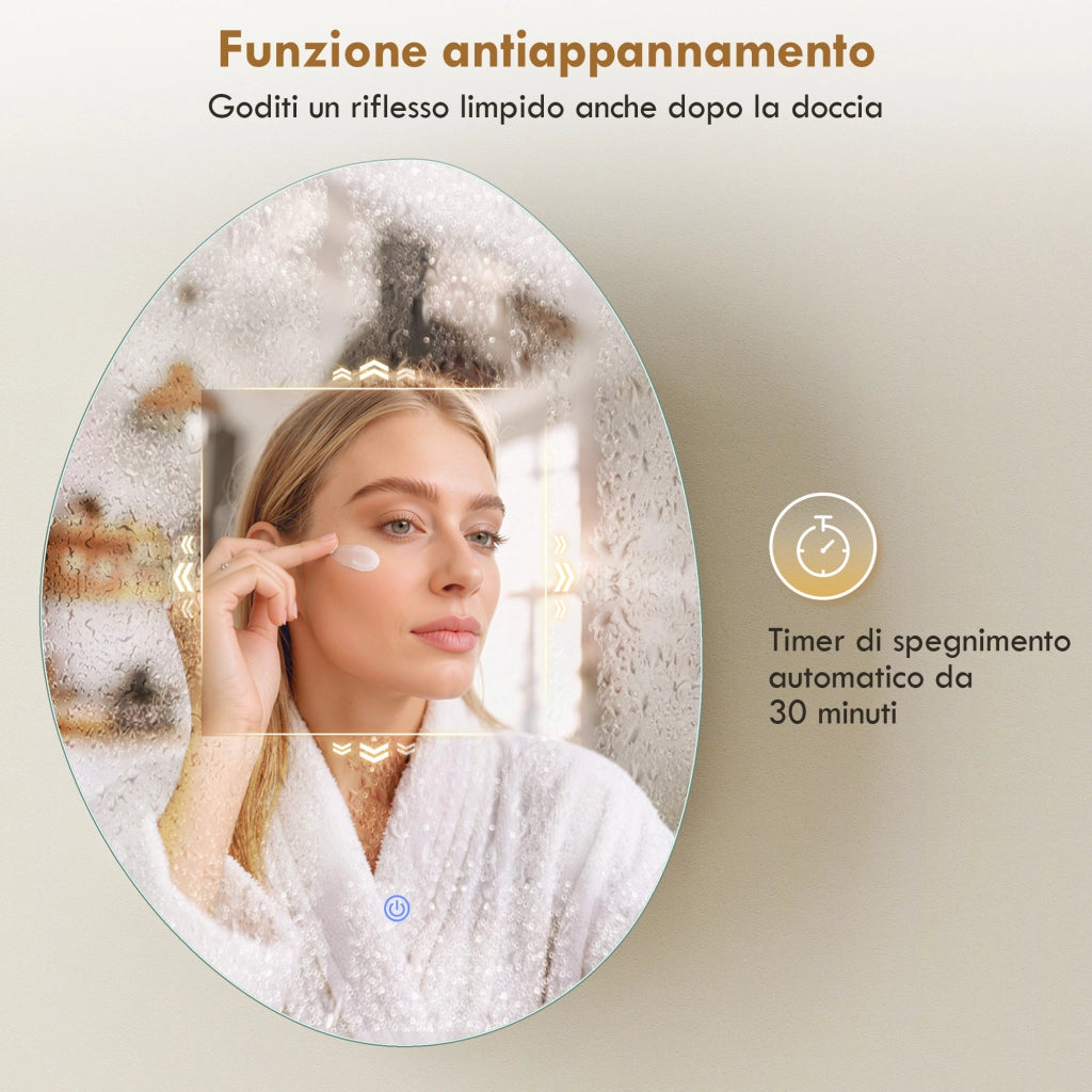 Mobile Bagno LED con Specchio Antiappannante ¨C Zephmum ¨C Bianco 60x30x
